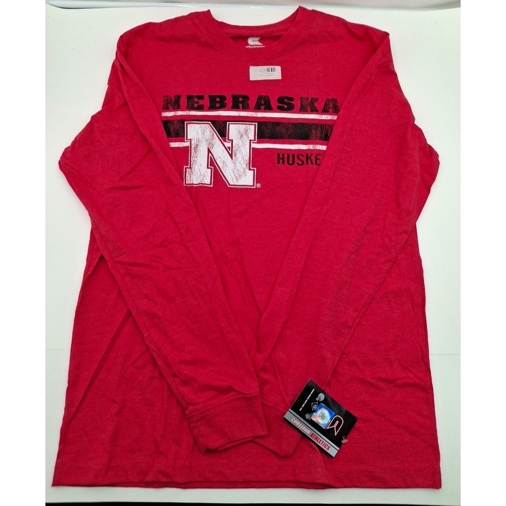 Nebraska Cornhuskers Colosseum Red "N" White Logo Long Sleeve T-Shirt NWT SIZE L